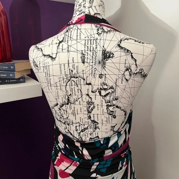 Express | Colorful Maxi Halter Dress | Black, Pink, Purple, Blue | L - Picture 7 of 9